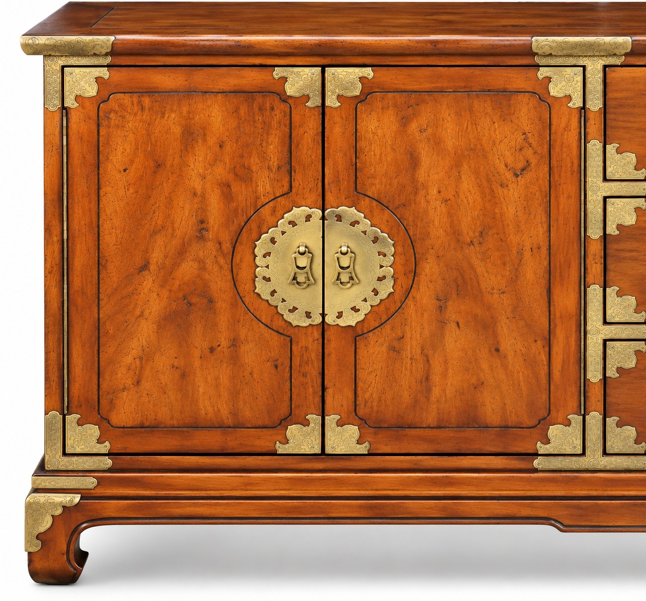 Vintage Henredon Asian-Style Brass-Mounted Wood Sideboard Credenza — view 5