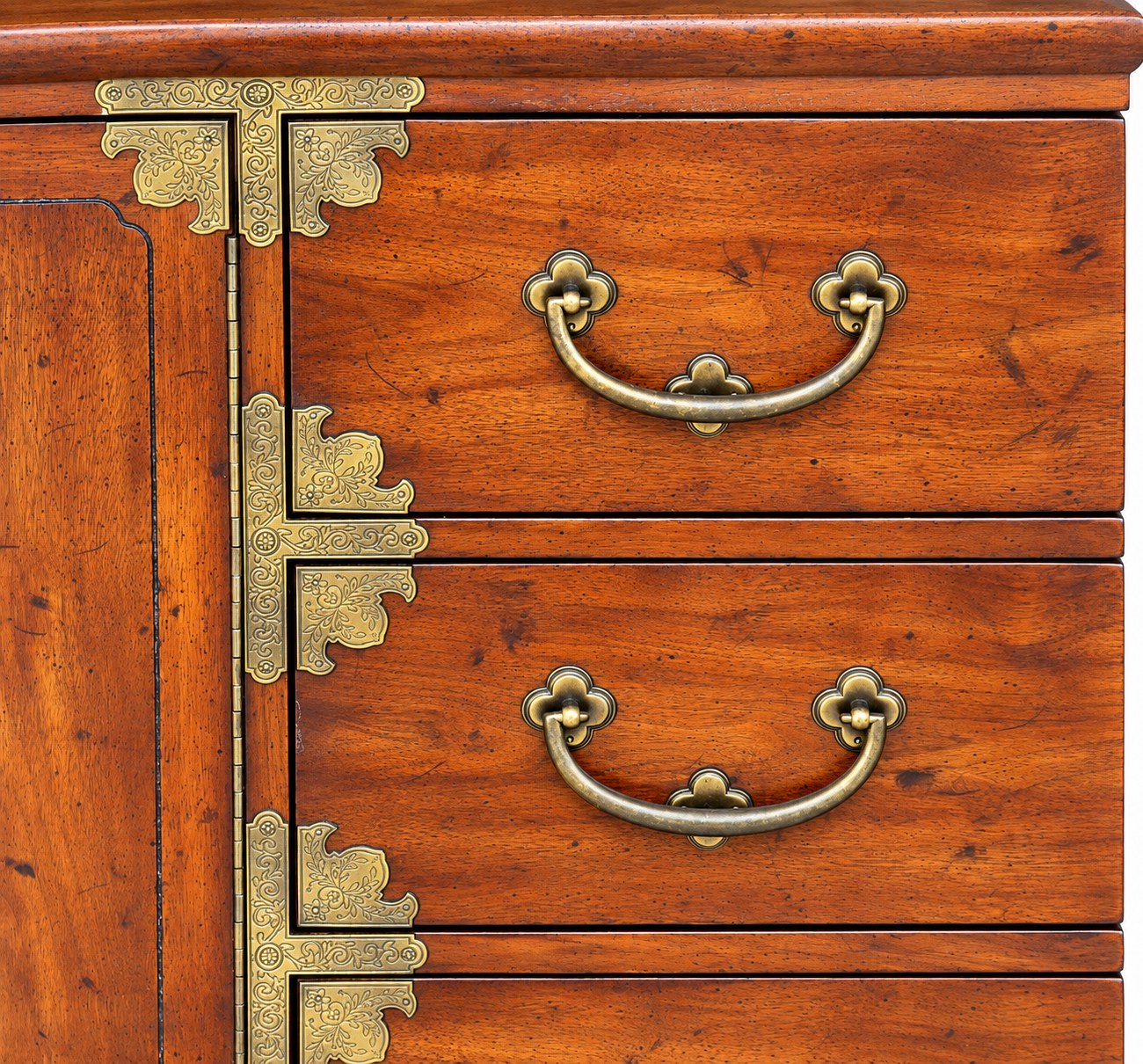 Vintage Henredon Asian-Style Brass-Mounted Wood Sideboard Credenza — view 6
