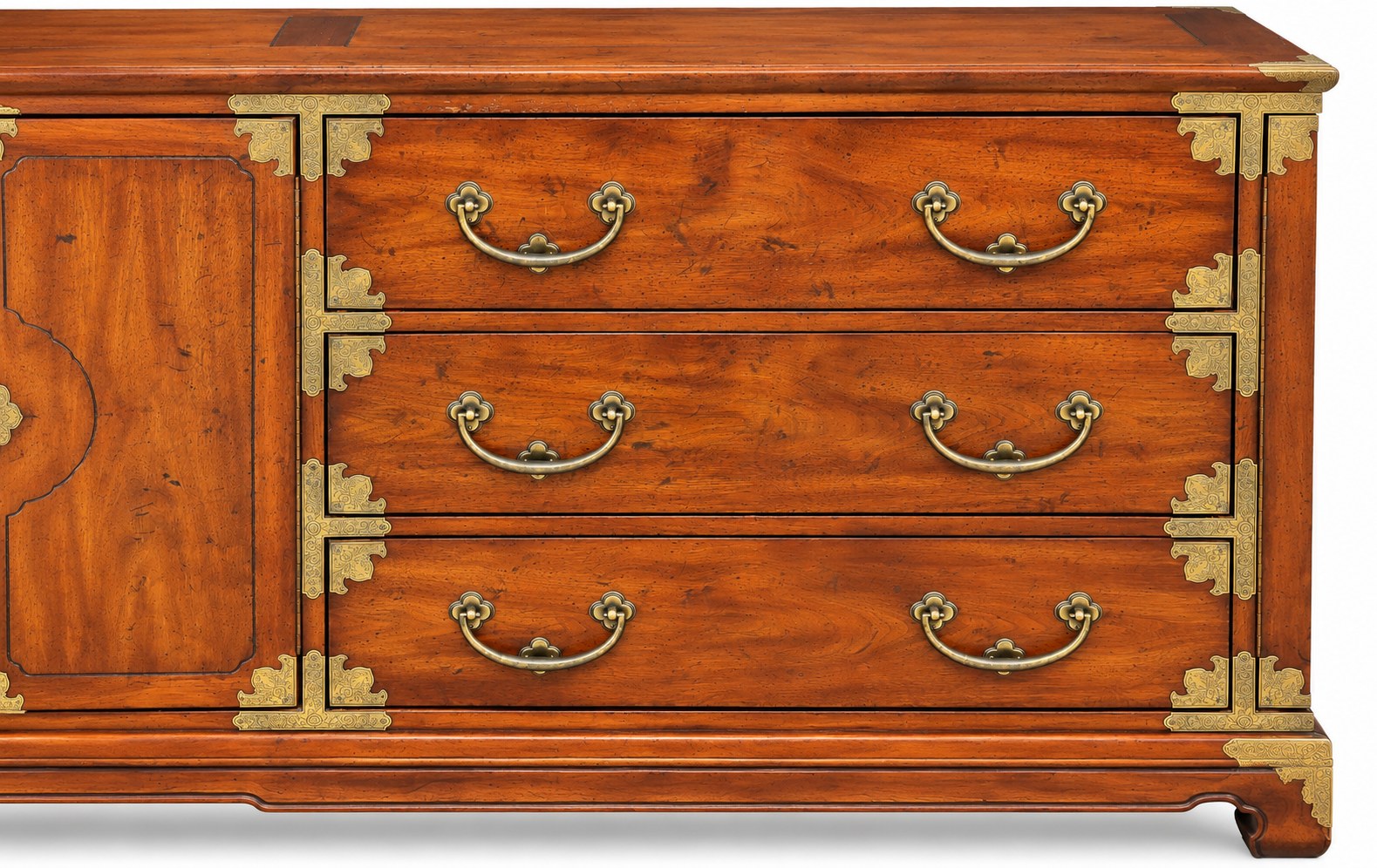 Vintage Henredon Asian-Style Brass-Mounted Wood Sideboard Credenza — view 4