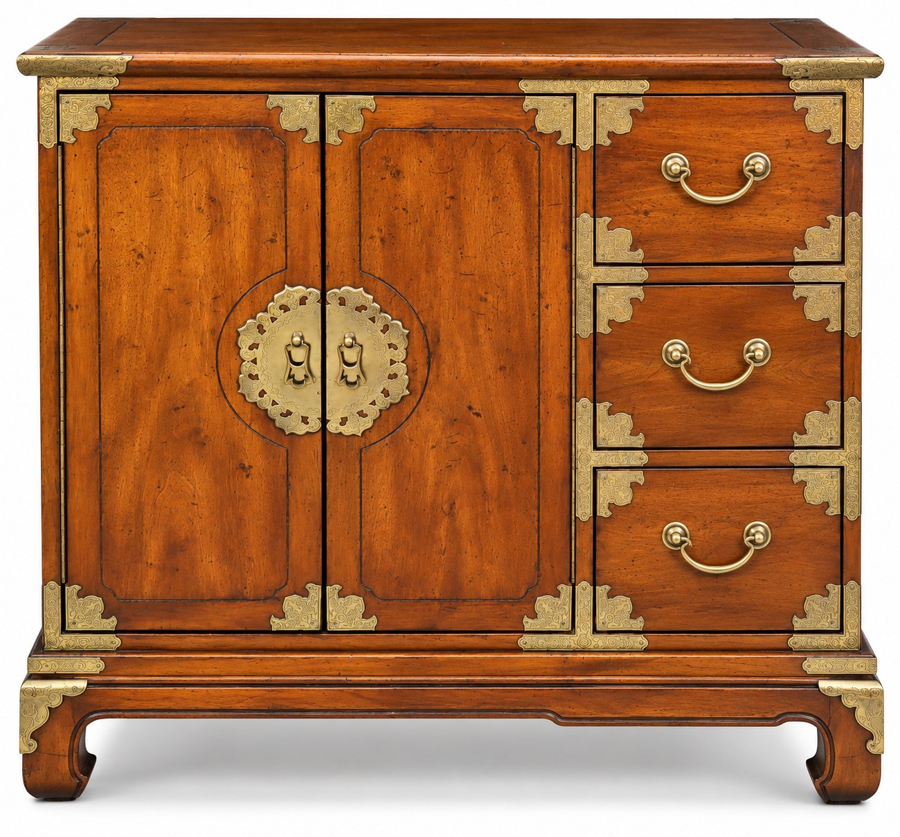 Vintage Henredon Asian-Style Brass-Mounted Wood Sideboard Credenza — view 3