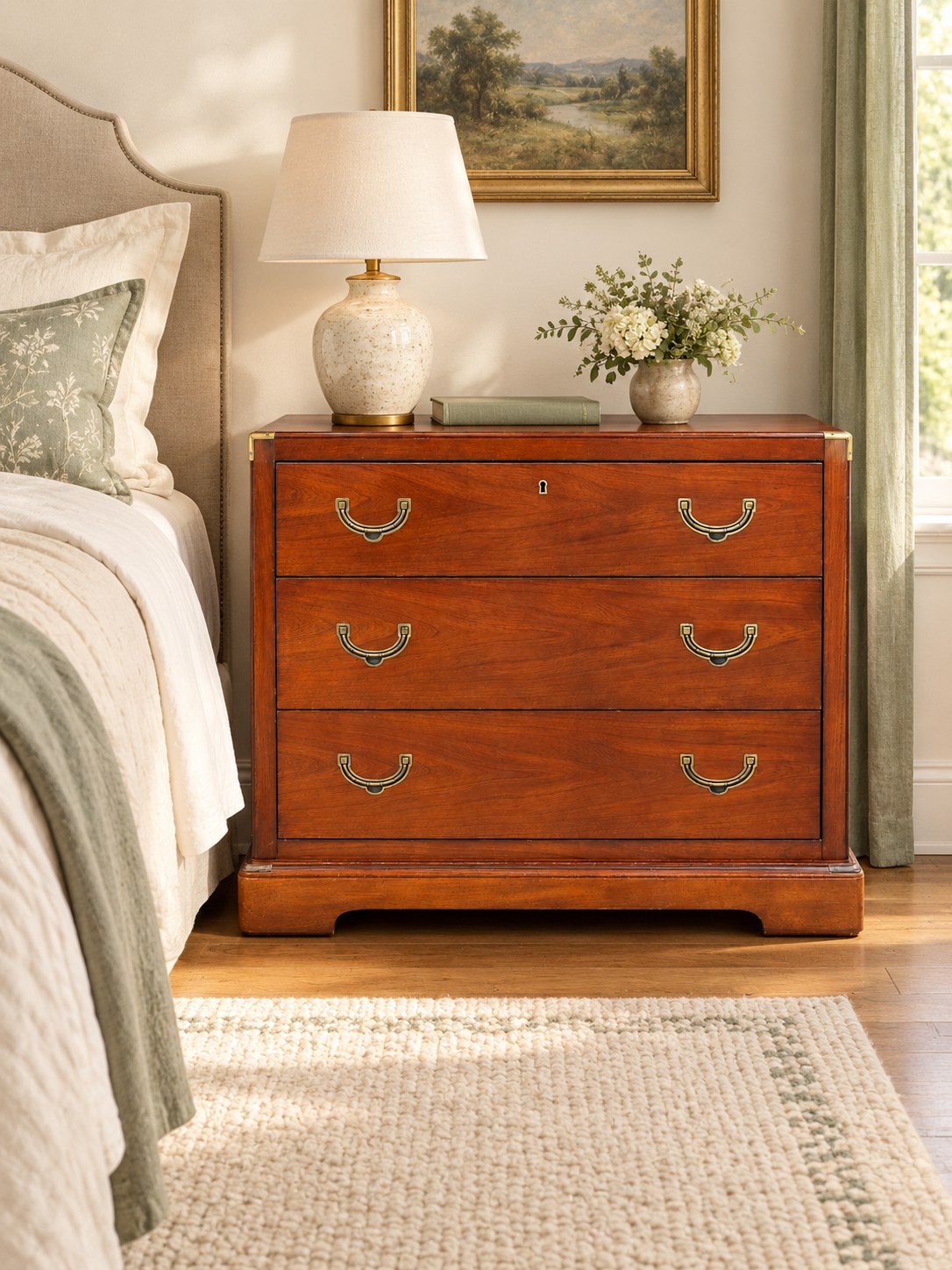 National Mt. Airy Campaign-Style Three-Drawer Chest — view 2