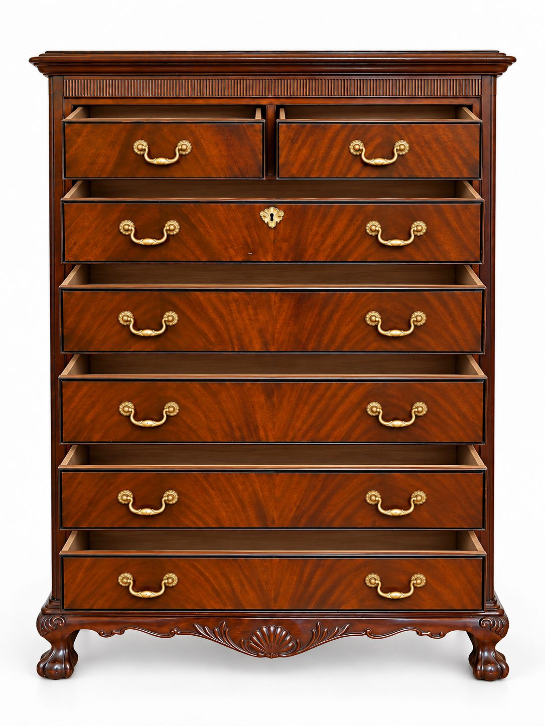 Vintage Drexel Chippendale-Style Seven-Drawer Tall Chest — view 4