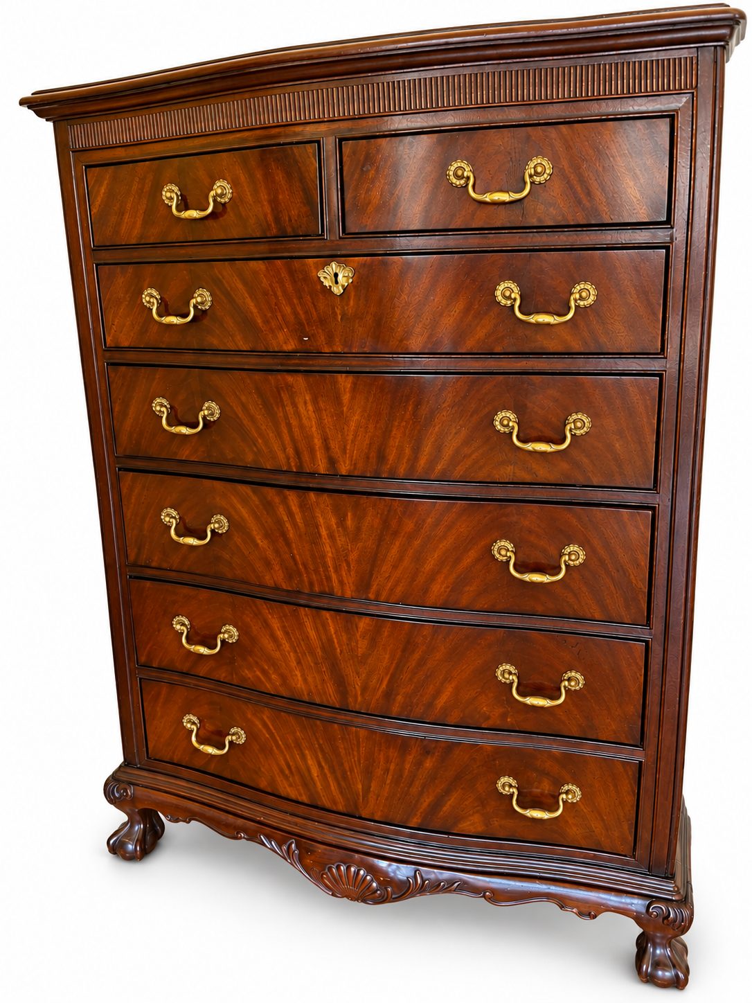 Vintage Drexel Chippendale-Style Seven-Drawer Tall Chest — view 3